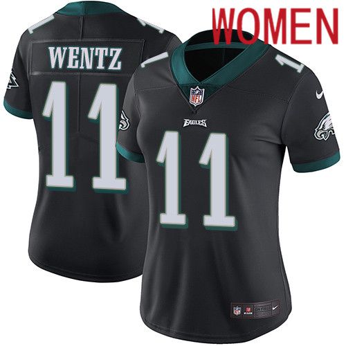 Women Philadelphia Eagles 11 Carson Wentz Nike Black Vapor Limited NFL Jersey